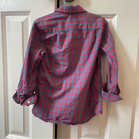 JCrew / Crewcuts boys size 4-5 button down shirt. Mauve/blue check print. - Picture 4 of 4